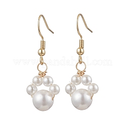 Orecchini pendenti con perle di conchiglia rotonde&nbsp;EJEW-JE06318-02