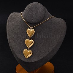 San Valentino PVD placcatura sotto vuoto 304 acciaio inossidabile ciondolo a triplo cuore collana a catena a serpente rotonda per le donne&nbsp;STAS-Z114-24G