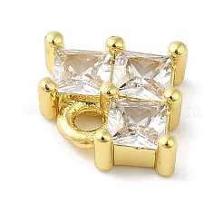 Véritable plaqué 18k or véritable plaqué crémaillère en laiton micro pavé de breloques en zircone cubique&nbsp;KK-F854-13G-05