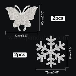 4 Stück 2 Stil Schneeflocke & Schmetterling Glitzer Hotfix Strass&nbsp;DIY-FH0003-49