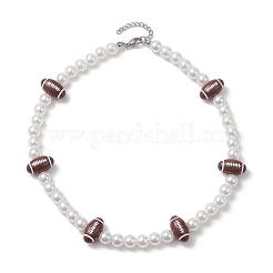 Halsketten aus Kunstperlen aus Kunststoff mit Sportball-Perlen aus Acryl für Damen&nbsp;NJEW-JN04660
