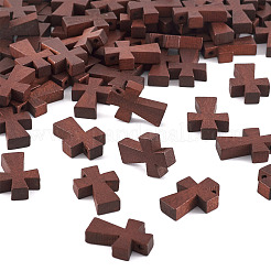 100 Stück holzgefärbte Kreuzanhänger&nbsp;WOOD-TA0001-93