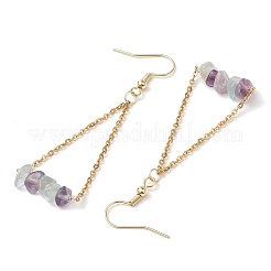 Orecchini pendenti in acciaio inossidabile 304 con fluorite naturale&nbsp;EJEW-JE06010-07