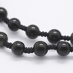 Natürlichen goldenen Glanz Obsidian Perlen Anhänger Halsketten&nbsp;NJEW-E116-08