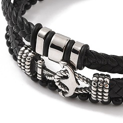 Bracelets multibrins en cuir microfibre tressé&nbsp;BJEW-B096-30B