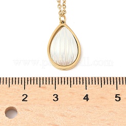 Sommer 304 Edelstahl & weiße Acryl Anhänger doppellagige Halsketten für Frauen&nbsp;NJEW-U044-02B-G