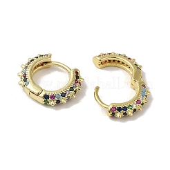 Pendientes de aro Huggie de circonita cúbica micro pavimentados de latón chapado en estante para mujer&nbsp;EJEW-C097-24G-01