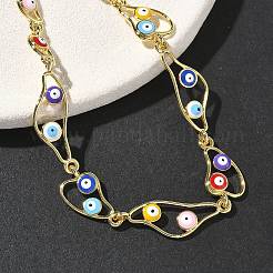 Messing-Emaille-Armbänder mit flachen&nbsp;BJEW-G764-01G-02