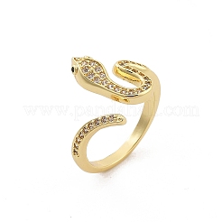 Gestellplattierte Manschettenringe aus Messing mit Mikropavé und klarem Zirkonia für Damen&nbsp;RJEW-M028-108G