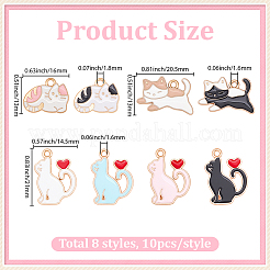 80pcs 8 styles de pendentifs en émail en alliage&nbsp;ENAM-BM0001-42