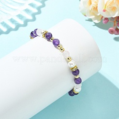 Braccialetti da donna con perline di ametista naturale&nbsp;BJEW-JB13895-02