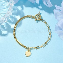 Braccialetti con ciondoli a forma di cuore in ottone&nbsp;BJEW-JB10401