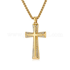 Collares colgantes de rhinestone de cristal de acero inoxidable en forma de cruz&nbsp;FS-WG08269-02
