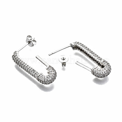 Pendientes de aro de circonita cúbica transparente con micro pavé de latón&nbsp;EJEW-T046-19P-NF