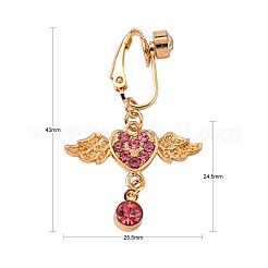 Cuore con anello ventre con charm in strass ala&nbsp;AJEW-F057-17G