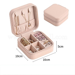 Scatola quadrata con cerniera per organizer per gioielli in pelle pu&nbsp;PW-WG43091-02