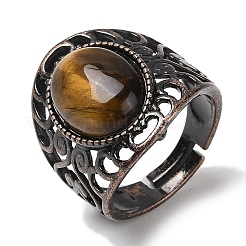 Natürliche Tigerauge ovale verstellbare Ringe&nbsp;RJEW-K271-06R-22