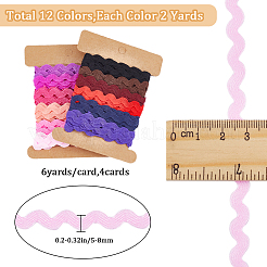 4 carte 2 styles de ruban de bordure à franges ondulées en polyester&nbsp;DIY-GF0009-48E