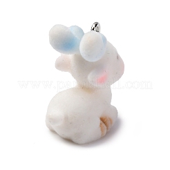Flockige Anima-Harz-Anhänger mit Platin-Eisen-Schlaufe&nbsp;FIND-S001-13G