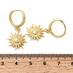 Pendientes de aro de latón con forma de sol&nbsp;EJEW-H180-30A-G