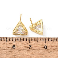 Boucles d'oreilles en laiton zircon cubique micro pavé clair&nbsp;EJEW-C174-02F-G