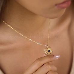 Colliers pendentifs soleil et lune rotatifs en acier inoxydable 304 et lapis-lazuli naturel pour femmes&nbsp;GG-CBA210F-03G
