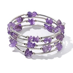 Natürliche Amethyst-Chip-Warp-Armbänder&nbsp;X-BJEW-JB01517-02