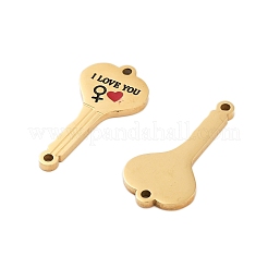 Ionenplattierung (IP) 304 Edelstahl schwarz & Feuerstein Emaille weiblich ich liebe dich Schlüsselanhänger Charms&nbsp;STAS-Z078-18G