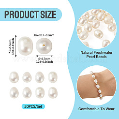 50 perles de culture d'eau douce naturelles&nbsp;PEAR-TA0001-45