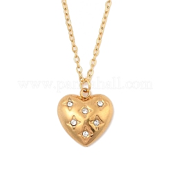 Collane e bracciali con ciondolo a forma di cuore in acciaio inossidabile 304 con micro pavé di zirconi cubici trasparenti e orecchini a bottone per donna&nbsp;SJEW-C004-14G