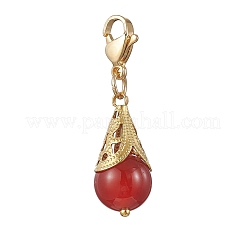 6 pièce 6 styles pendentif en forme de larme en aventurine verte naturelle et jade jaune et œil de tigre vert et cornaline et améthyste et œil de tigre décoration&nbsp;HJEW-JM03912