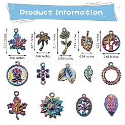 14 pendentif en acier inoxydable chirurgical 316L sur le thème des fleurs et des feuilles&nbsp;JX098A