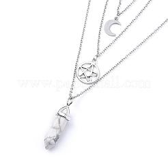 Bullet natural howlite anhänger stufenketten&nbsp;NJEW-JN02457-05
