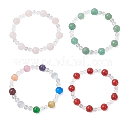 4 bracelet extensible à perles rondes en œil de chat&nbsp;BJEW-JB12246
