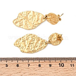Pendientes colgantes de hoja texturizada martillada de acero inoxidable 304&nbsp;EJEW-K268-44G