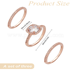3 Stück Messingringe mit Mikropflaster und Zirkonia für Damen&nbsp;RJEW-LP0001-22