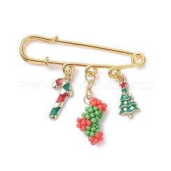 Broches colgantes navideños hechos a mano con cuentas de vidrio y esmalte&nbsp;JEWB-MZ00007