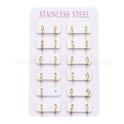 Pendientes de aro huggie de acero inoxidable 304&nbsp;LS-EJEW-L252-043B-G