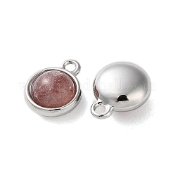 Natürliche Erdbeerquarz halbrunde Charms&nbsp;STAS-L022-397A-P