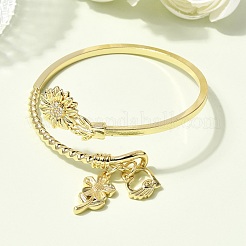 Brazaletes de brazalete de circonita cúbica transparente con micro pavé de latón&nbsp;BJEW-F526-02G