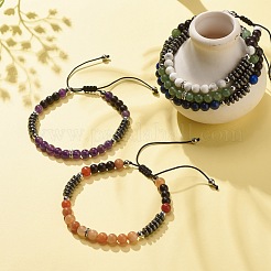 Bracelet de perles tressées en pierres précieuses naturelles et hématite synthétique pour femme&nbsp;BJEW-JB08181