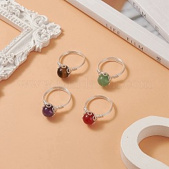 Anello da dito con perline intrecciate in pietra naturale&nbsp;RJEW-TA00066