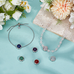 6 Stück 6 Stile Messingpflaster natürlicher Amethyst & Rosenquarz & weißer Achat & grüner Aventurin & Karneol & Lapislazuli mehrsträngige Verbinder&nbsp;KK-BC0015-17B