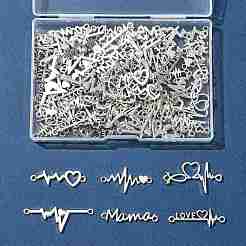 80 pièce 8 styles de breloques en alliage en forme de battement de cœur&nbsp;FIND-FS0004-72