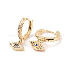 Boucles d'oreilles créoles pendantes œil de cheval avec oxyde de zirconium bleu nuit&nbsp;EJEW-C039-01G