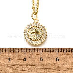 Halsketten mit klarem Zirkonia-Anhänger aus Messing für Damen&nbsp;NJEW-A039-02E-G