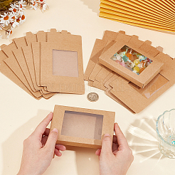 Rechteckige Keksschachteln aus Papier mit klarem Fenster&nbsp;CON-WH0107-02A-01