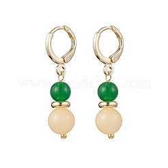 6 paire de boucles d'oreilles créoles en jade malaisien naturel et teinté&nbsp;EJEW-JE06504