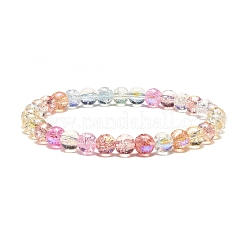 Ensemble de bracelets extensibles de perles rondes en verre craquelé étincelant&nbsp;BJEW-JB07189