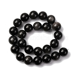 Natürliche silberglänzende Obsidian-Perlenstränge&nbsp;G-F808-C01-16mm